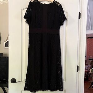 Haokeke Lined Chic Black Lace  Midi Dress. Great for Holiday events.